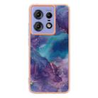 For Motorola Edge 50 Pro Electroplating Marble Dual-side IMD Phone Case(Purple 016) - 3