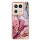 For Motorola Edge 50 Ultra Electroplating Marble Dual-side IMD Phone Case(Rose Red 014) - 2