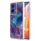 For Motorola Moto G85 Electroplating Marble Dual-side IMD Phone Case(Purple 016) - 1