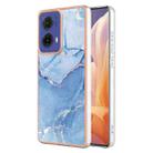 For Motorola Moto G85 Electroplating Marble Dual-side IMD Phone Case(Blue 018) - 1