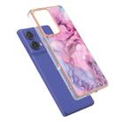 For Motorola Moto G85 Electroplating Marble Dual-side IMD Phone Case(Pink 013) - 3