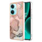 For OnePlus Nord CE3 Electroplating Marble Dual-side IMD Phone Case(Rose Gold 015) - 1