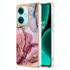 For OnePlus Nord CE3 Electroplating Marble Dual-side IMD Phone Case(Rose Red 014) - 1