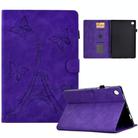 For Samsung Galaxy Tab A9 Embossed Tower Flip Leather Tablet Case(Purple) - 1