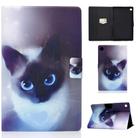 For Samsung Galaxy Tab A9 Electric Pressed Colored Drawing Leather Tablet Case(Blue Eyed Cat) - 1