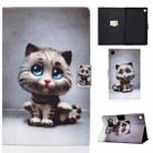 For Samsung Galaxy Tab A9 Electric Pressed Colored Drawing Leather Tablet Case(Cat) - 1