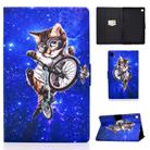 For Samsung Galaxy Tab A9 Electric Pressed Colored Drawing Leather Tablet Case(Glasses Cat) - 1