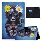 For Samsung Galaxy Tab A9 Electric Pressed Colored Drawing Leather Tablet Case(Chimpanzees) - 1