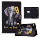 For Samsung Galaxy Tab A9+ Electric Pressed Colored Drawing Leather Tablet Case with Sleep / Wake-up Function(Chrysanthemum Elephant) - 1