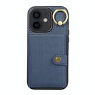 For iPhone 11 Brushed Texture Wallet Ring Holder Phone Case(Blue) - 1