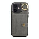 For iPhone 11 Brushed Texture Wallet Ring Holder Phone Case(Grey) - 1