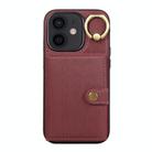 For iPhone 11 Brushed Texture Wallet Ring Holder Phone Case(Wine Red) - 1