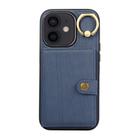 For iPhone 12 / 12 Pro Brushed Texture Wallet Ring Holder Phone Case(Blue) - 1