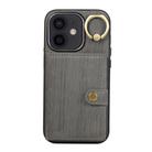 For iPhone 12 / 12 Pro Brushed Texture Wallet Ring Holder Phone Case(Grey) - 1