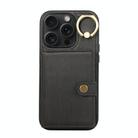 For iPhone 13 Pro Brushed Texture Wallet Ring Holder Phone Case(Black) - 1