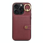 For iPhone 13 Pro Brushed Texture Wallet Ring Holder Phone Case(Wine Red) - 1