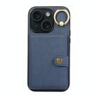 For iPhone 14 Brushed Texture Wallet Ring Holder Phone Case(Blue) - 1