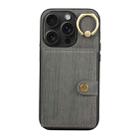 For iPhone 14 Pro Brushed Texture Wallet Ring Holder Phone Case(Grey) - 1