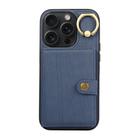 For iPhone 15 Pro Max Brushed Texture Wallet Ring Holder Phone Case(Blue) - 1