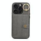 For iPhone 15 Pro Max Brushed Texture Wallet Ring Holder Phone Case(Grey) - 1