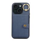 For iPhone 15 Brushed Texture Wallet Ring Holder Phone Case(Blue) - 1