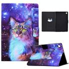 For Samsung Galaxy Tab A9 Electric Pressed Colored Drawing Leather Tablet Case(Star Cat) - 1