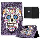 For Samsung Galaxy Tab A9 Electric Pressed Colored Drawing Leather Tablet Case(Skull) - 1