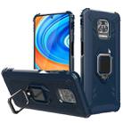 For Xiaomi Redmi 10X 5G Carbon Fiber Protective Case with 360 Degree Rotating Ring Holder(Blue) - 1