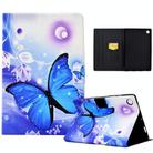 For Samsung Galaxy Tab A9 Electric Pressed Colored Drawing Leather Tablet Case(Blue Butterfly) - 1