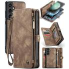 For Samsung Galaxy S23 FE CaseMe 008 Multifunctional Zipper Wallet Leather Phone Case with Lanyard(Brown) - 1