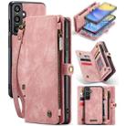 For Samsung Galaxy A15 5G CaseMe 008 Multifunctional Zipper Wallet Leather Phone Case with Lanyard(Pink) - 1
