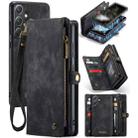 For Samsung Galaxy A35 5G CaseMe 008 Multifunctional Zipper Wallet Leather Phone Case with Lanyard(Black) - 1