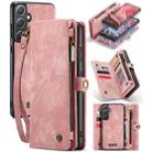 For Samsung Galaxy A35 5G CaseMe 008 Multifunctional Zipper Wallet Leather Phone Case with Lanyard(Pink) - 1