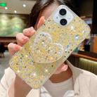 For iPhone 15 Plus Starry Sequin Mirror Stand Epoxy TPU Phone Case(Yellow) - 1