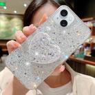For iPhone 15 Plus Starry Sequin Mirror Stand Epoxy TPU Phone Case(Silver) - 1