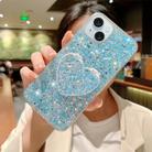 For iPhone 15 Starry Sequin Mirror Stand Epoxy TPU Phone Case(Blue) - 1