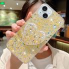 For iPhone 14 Plus Starry Sequin Mirror Stand Epoxy TPU Phone Case(Yellow) - 1