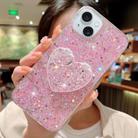 For iPhone 14 Plus Starry Sequin Mirror Stand Epoxy TPU Phone Case(Pink) - 1
