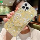 For iPhone 14 Pro Max Starry Sequin Mirror Stand Epoxy TPU Phone Case(Yellow) - 1