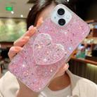 For iPhone 13 Starry Sequin Mirror Stand Epoxy TPU Phone Case(Pink) - 1