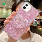 For iPhone 12 mini Starry Sequin Mirror Stand Epoxy TPU Phone Case(Pink) - 1