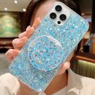 For iPhone 15 Pro Max Starry Sequin Round Mirror Stand Epoxy TPU Phone Case(Blue) - 1