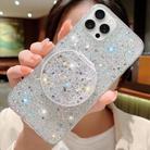 For iPhone 15 Pro Starry Sequin Round Mirror Stand Epoxy TPU Phone Case(Silver) - 1