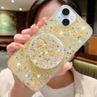 For iPhone 15 Plus Starry Sequin Round Mirror Stand Epoxy TPU Phone Case(Yellow) - 1