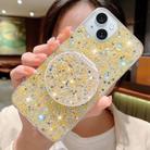 For iPhone 15 Starry Sequin Round Mirror Stand Epoxy TPU Phone Case(Yellow) - 1