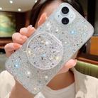 For iPhone 14 Plus Starry Sequin Round Mirror Stand Epoxy TPU Phone Case(Silver) - 1