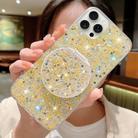 For iPhone 14 Pro Starry Sequin Round Mirror Stand Epoxy TPU Phone Case(Yellow) - 1