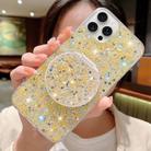 For iPhone 14 Pro Max Starry Sequin Round Mirror Stand Epoxy TPU Phone Case(Yellow) - 1