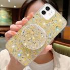 For iPhone 12 Starry Sequin Round Mirror Stand Epoxy TPU Phone Case(Yellow) - 1