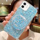 For iPhone 12 Starry Sequin Round Mirror Stand Epoxy TPU Phone Case(Blue) - 1